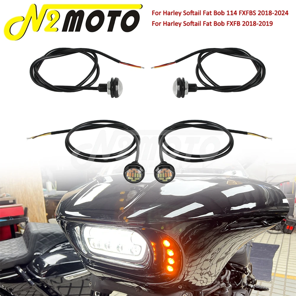 Motorcycle Eagle Eye LED DRL Daytime Running Light Turn Signal Indicator For Harley Softail Fat Bob 114 FXFBS 18-24 FXFB 2018-19