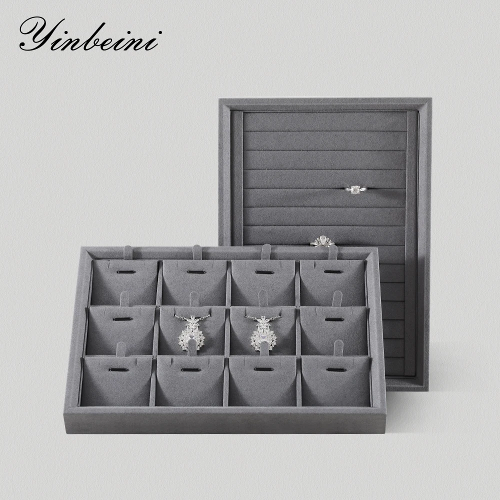 

YinBeiNi Microfiber Stackable Ring Earring Bracelet Necklace Display Tray Jewelry Storage Dresser Drawer Organizer P042
