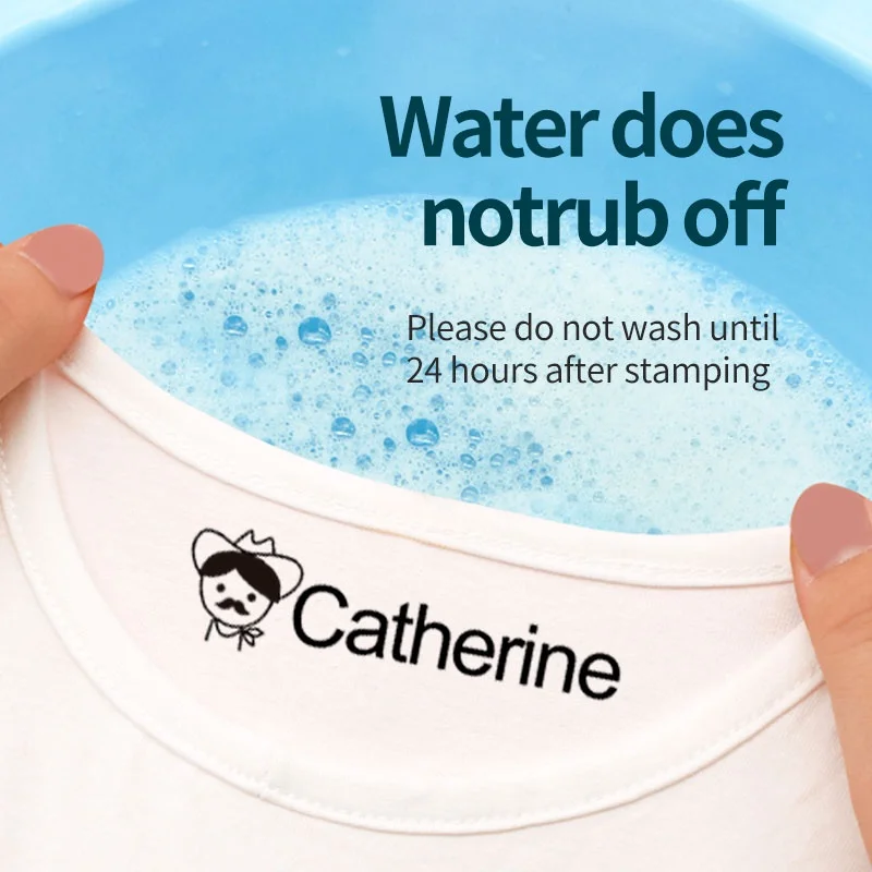 Cute Cartoon Children Stamp Students【Free ink】Large Size Washed Non - Fading Fabric And Textile Stamps Customized Name Stamp