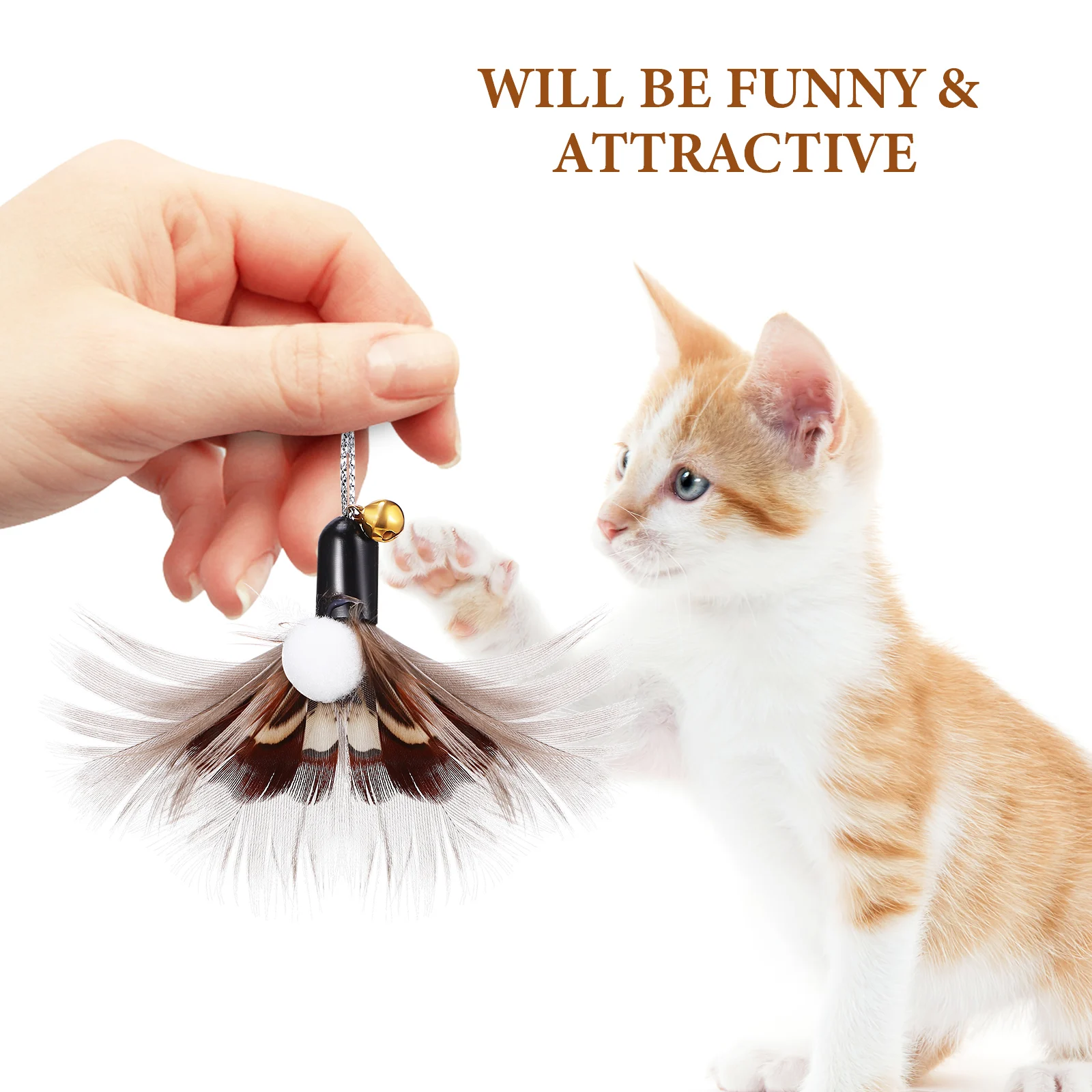 

6 pcs Replaceable Teaser Realistic Safe Durable Indoor Cats Interactive Cat Multiple
