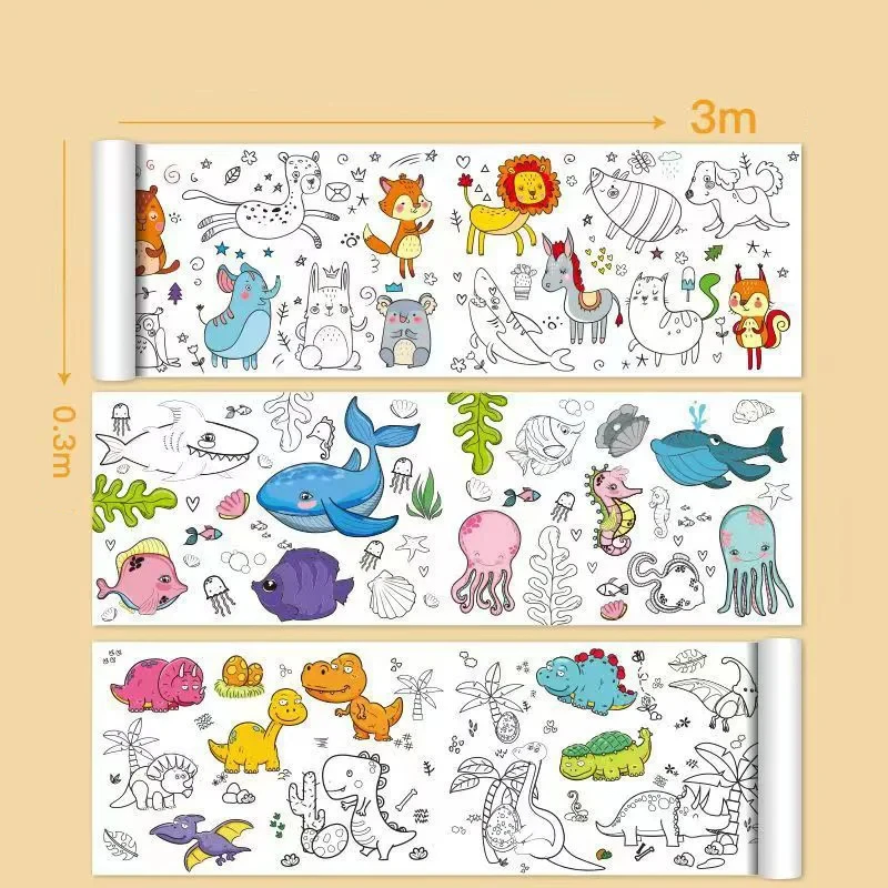 Kids Coloring Drawing Paper Roll for Kids Children\'s Drawing Roll Drawing on Wall Floor DIY Painting Color Filling Paper