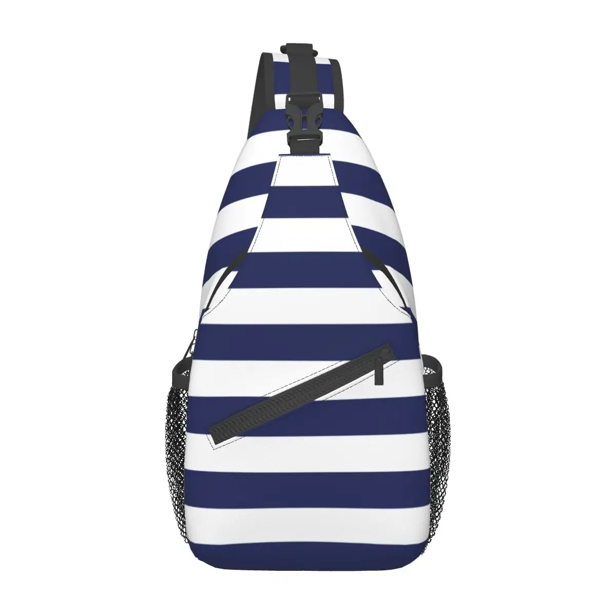 

Navy Blue And White Stripes Small Sling Bag Chest Crossbody Shoulder Sling Backpack Outdoor Hiking Daypacks Fashion Pack