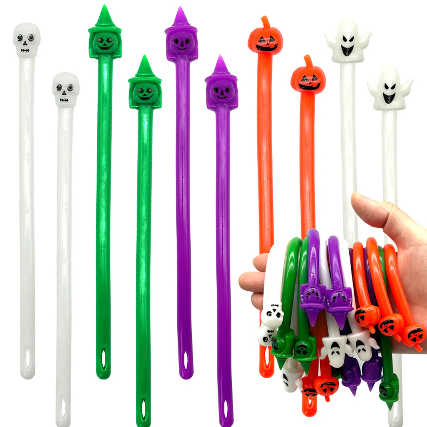 

Elastic rope noodles TPR pumpkin ghost festival Lala Le bracelet Halloween gift decompression toy