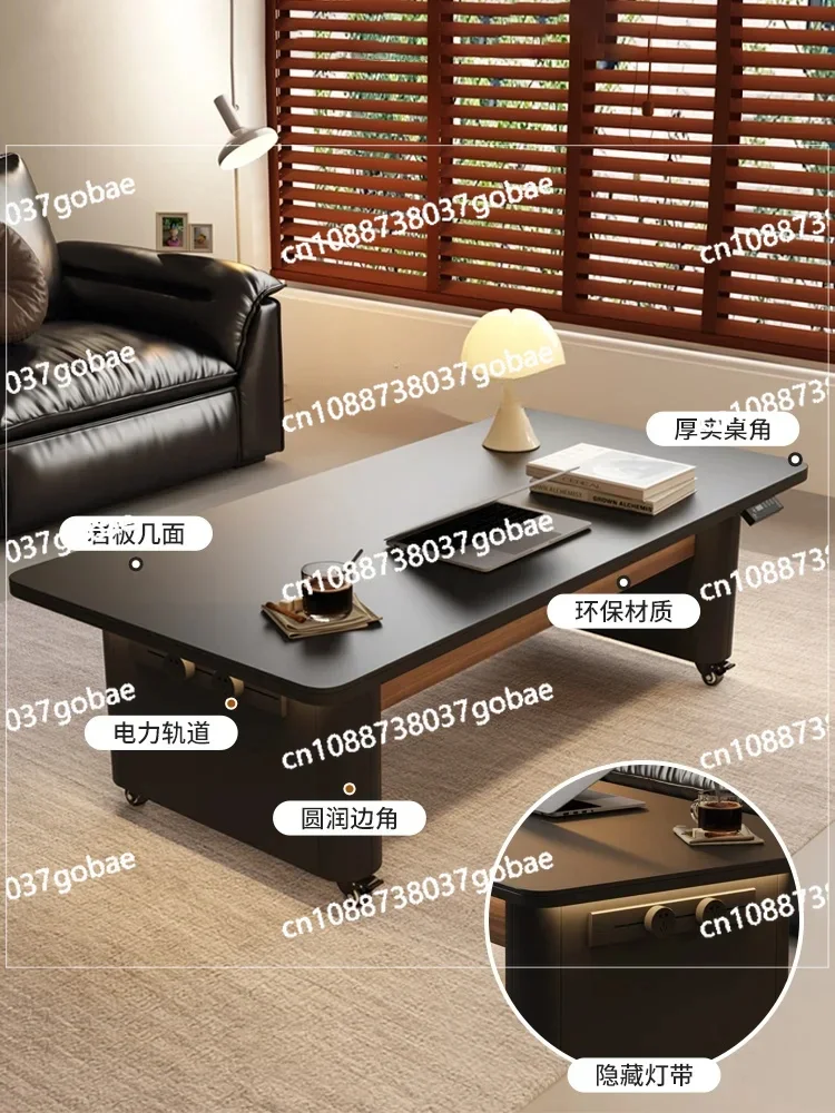 ZC lifting coffee table movable side table multi-functional high-end household rock slab trolley