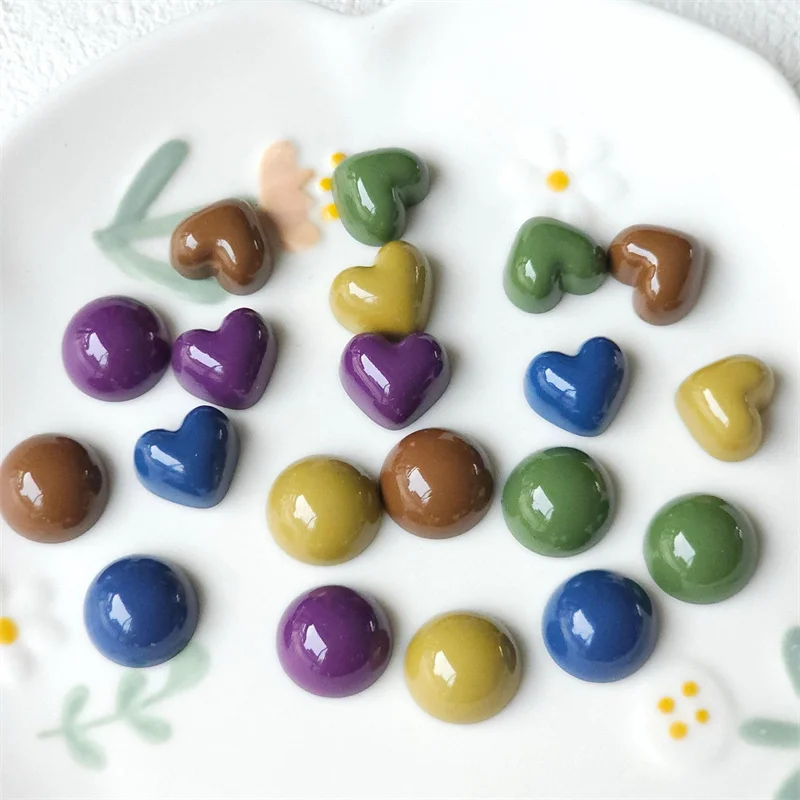 

Wholesale 200pcs/lot 14mm color print geometry square hearts shape resin cabochon beads diy jewelry garment hair accessory