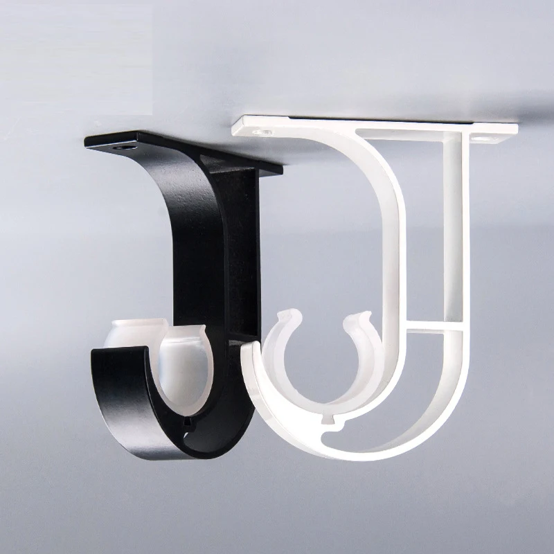 Curtain Track Single Bracket Black And White Top-mounted Side-mounted Single-yard Double-yard Curtain Rod Toroma Rod Bracket