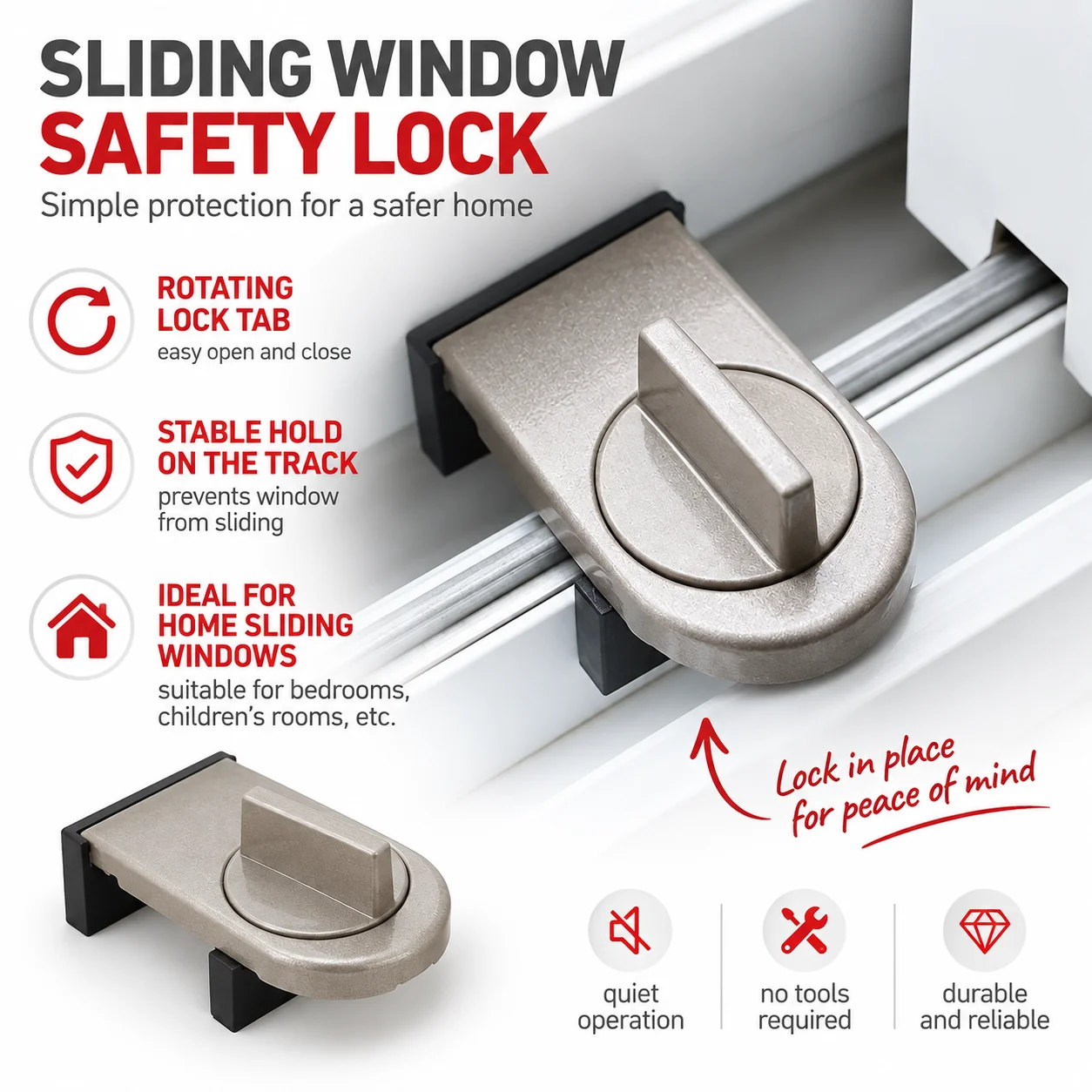 Sliding Window Lock Anti Theft Akara Door Security Padlock Anti-theft Bolt Baby Kids Child Cabinet Bedroom Anti-bumping Sash
