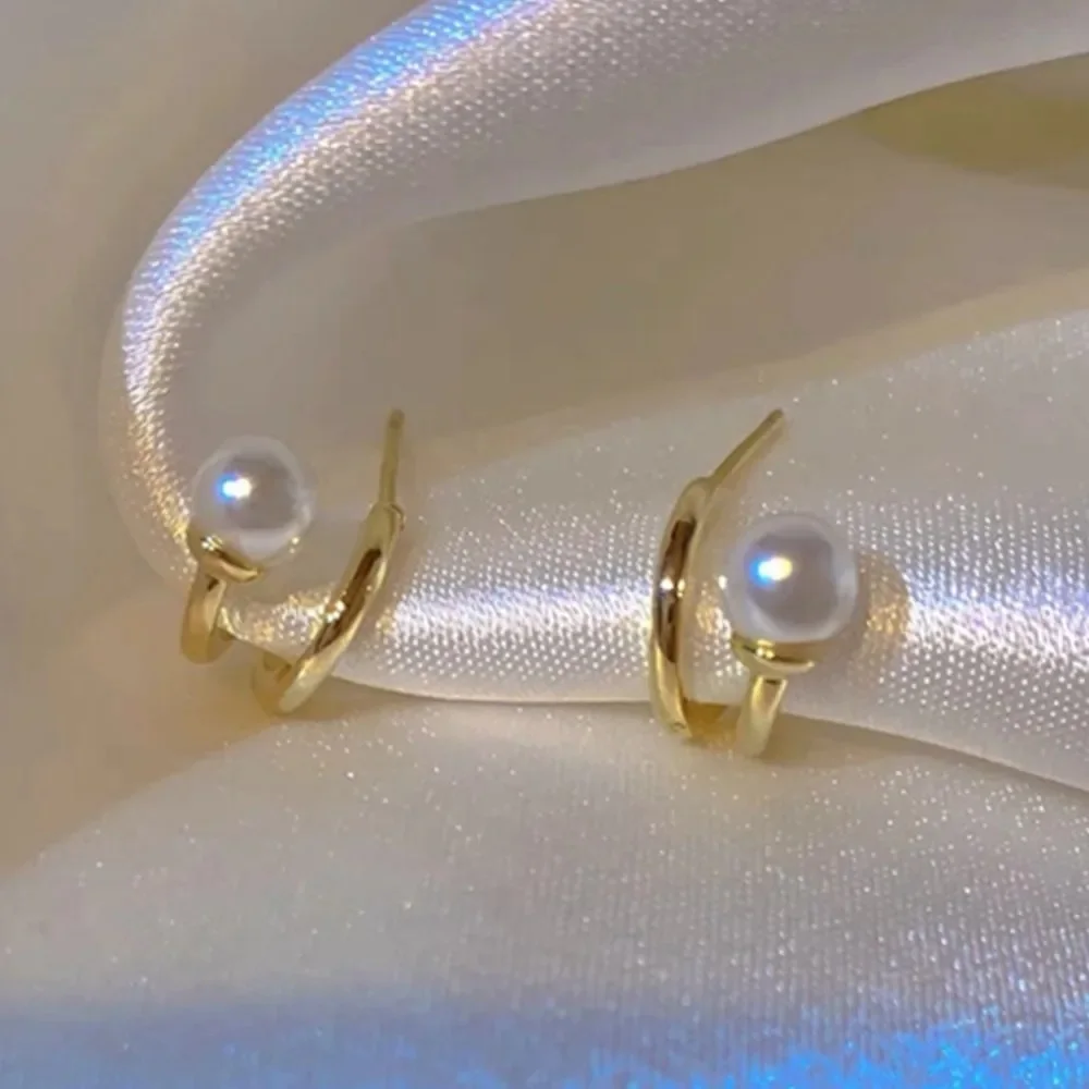 

ЖЕНСКИЕ серьги с жемчугом 5-6 мм, позолоченные медные, толстые, позолоченные, простые, в корейском стиле, модные, AAAA AKOYA 925s, бесплатная доставка