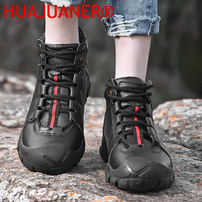 Winter Boots Men Shoes Big Size 50 Leather Women\'s Sports Shoes 36 Outdoor Non-slip Work Hiking Shoes Combat Boots  Shoes Man