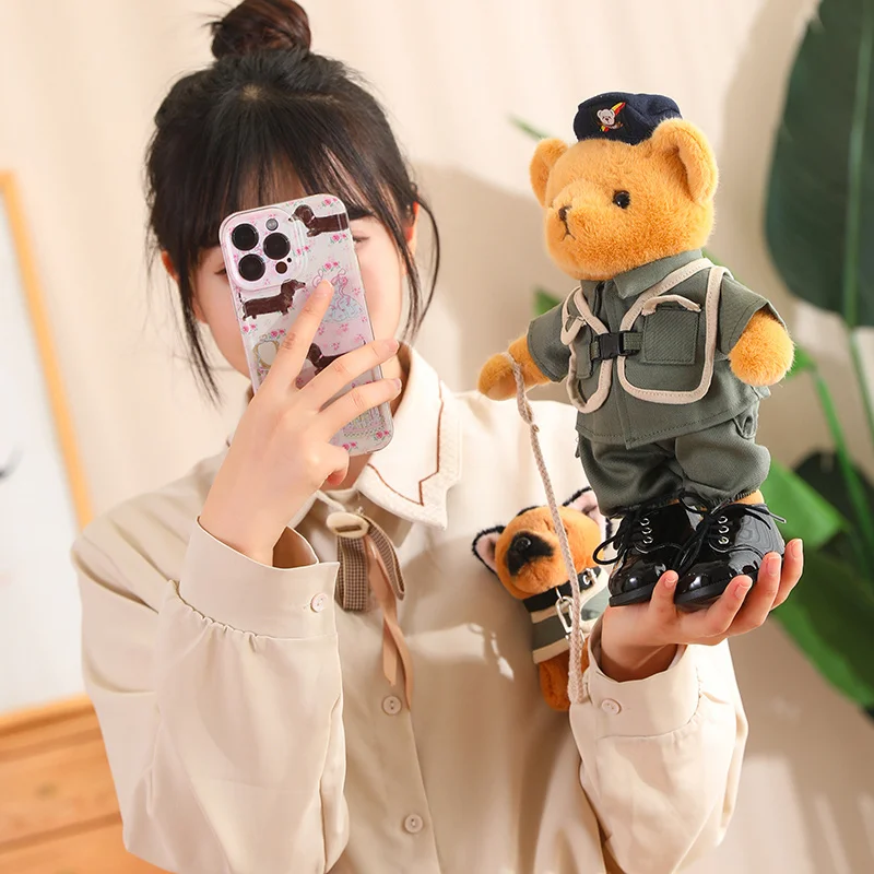 Cartoon Royal Oman Police Uniform Bear Plush Toy Stuffed Animal Fire Suit Camouflage Clothes Teddy Bears Military dog Kids Gifts