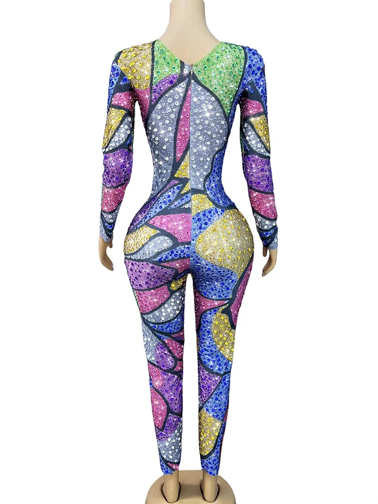 Wysokiej jakości kombinezon z efektem hot stampingu, seksowny, elastyczny, z blokami kolorów, nowa moda 2025, odzież damska na zamówienie.