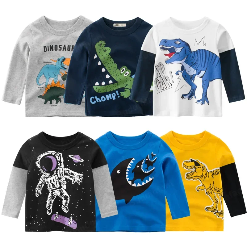 

Long Sleeve Kids Boys' Clothing T-Shirts Spring Autumn Children Boy Tops Cartoon Dinosaur TShirts Cotton Kids Clothes 3-10 Years