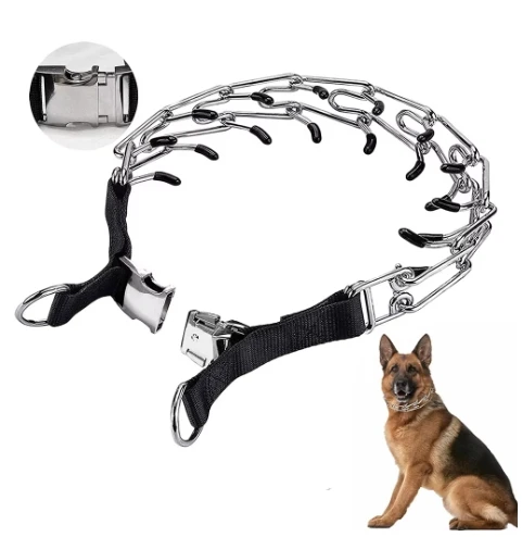 Dog Collar for Anti-Pull Training Quick-Release Metal Buckle Adjustable Stainless Steel Collar for Dogs Pet Prong Choke Collar