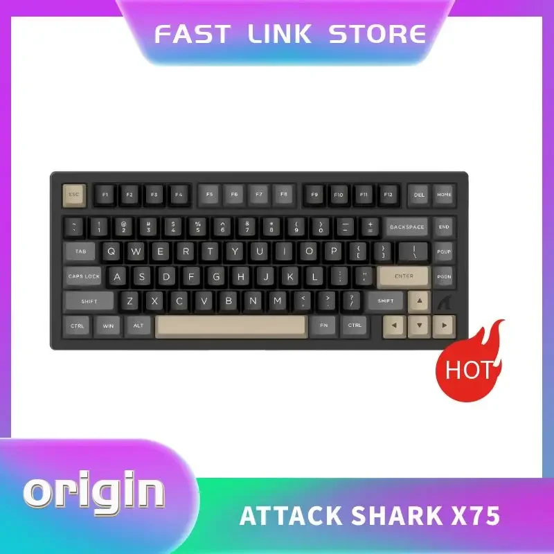 

Attack Shark X75 Three Modes Gasket Mechanical Keyboard Aluminum 75% 7000mAh Battery, 5 Layer Foams, A-RGB, Hot-swap, VIA