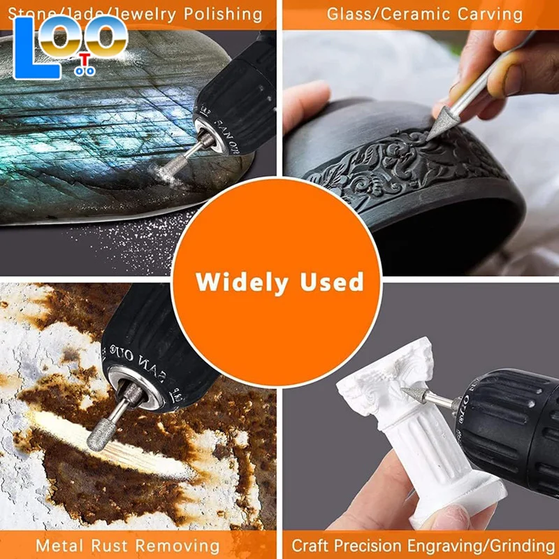 20 шт., набор алмазных сверл, шлифовальных бит, мини-сверла, набор заусенцев для вращающегося инструмента, шлифовальные принадлежности, хвостовик 3 мм