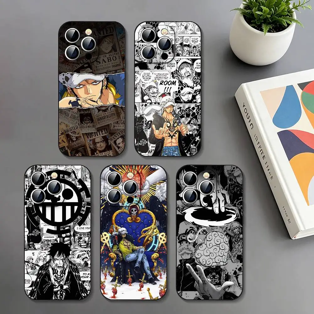 One Piece Trafalgar Law Schlanke Schwarze Stoßfeste Handyhülle für iPhone 17 16 15 14 13 12 11 X XR XS Max Pro Max Plus Mini