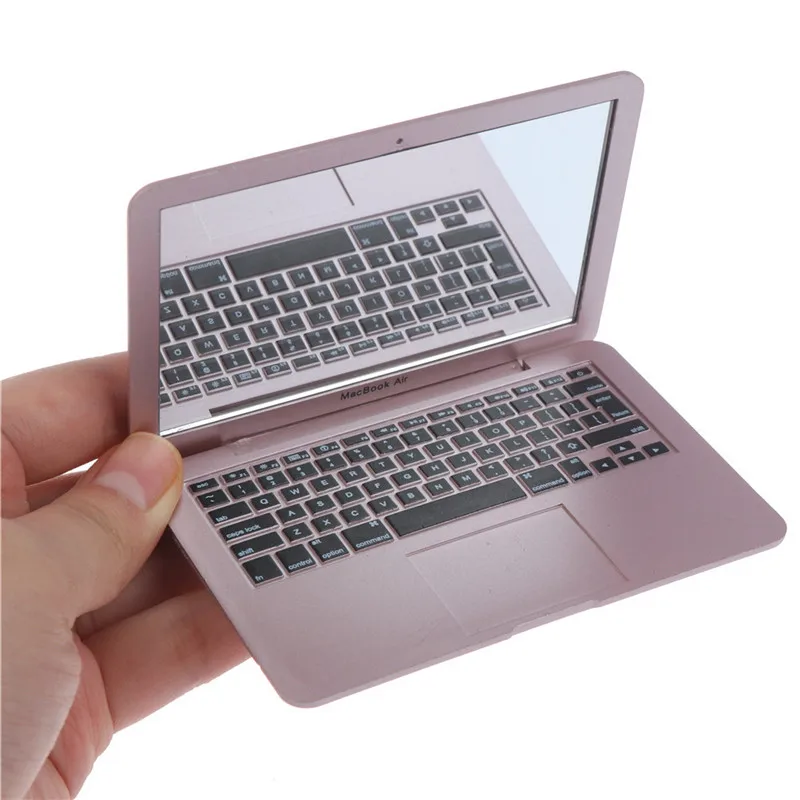 Criativo Laptop Forma Mini Portátil Espelho Dobrável, Maquiagem Compacta, Cosméticos Espelho de Bolso, Beleza Espelho, Venda Quente, 1Pc