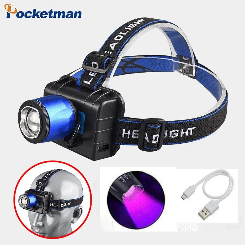 

IR Motion Motion Sensor UV Headlamp USB Rechargeable 395nm Black Light Headlight for Scorpion Pet Urine Stain Testing Outdoor