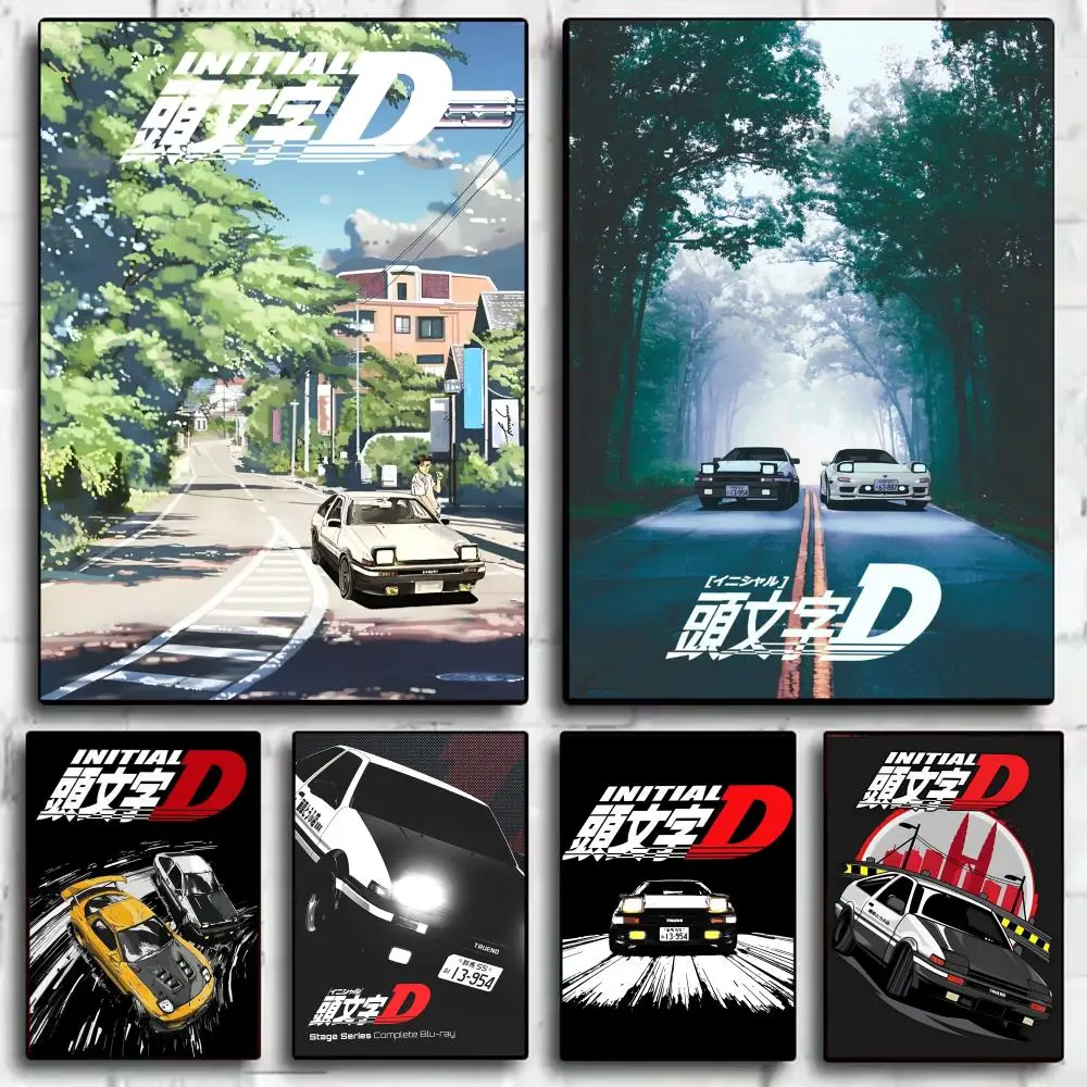 I-Initial D Anime Poster Stickers HD Waterproof Painting Wall Art for Bedroom Living Room Home Decor Decoration Gift