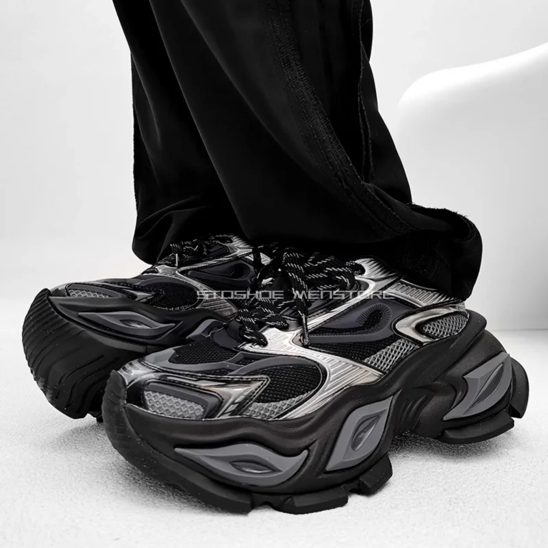 Thick Soled Casual Sports Shoes Sneakers Dad's Shoes Men Trendy Brand High-End Cat Eye Shoes Height Increasing Mecha Style Shoe