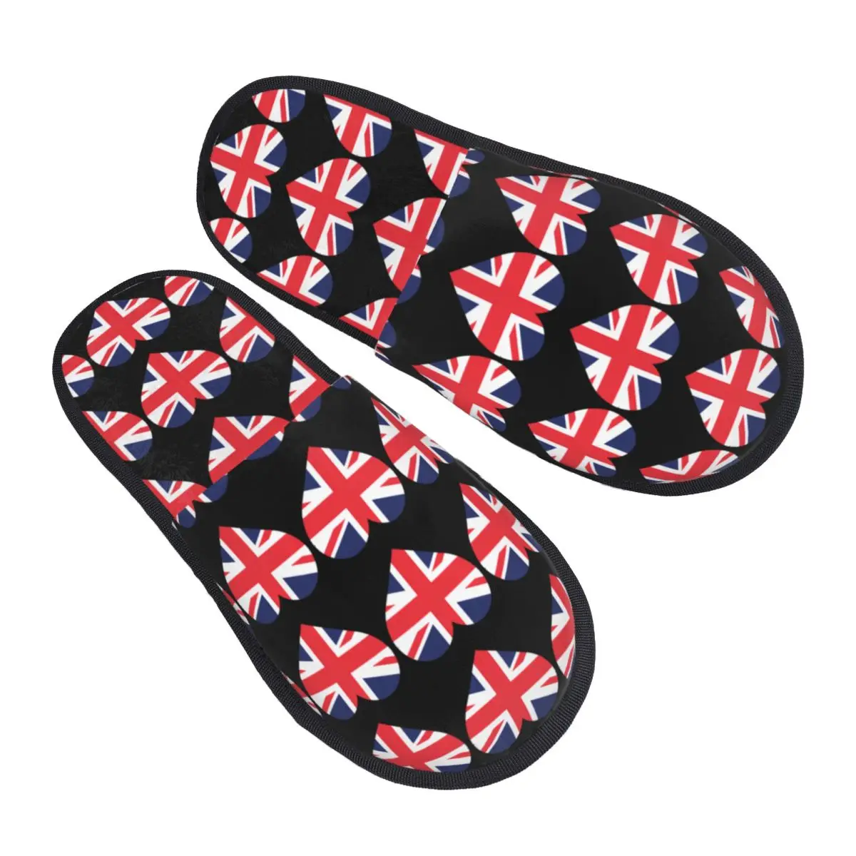 Love United Kingdom Hearts Flag Guest Slippers for Bedroom Women Custom Print House Slipper