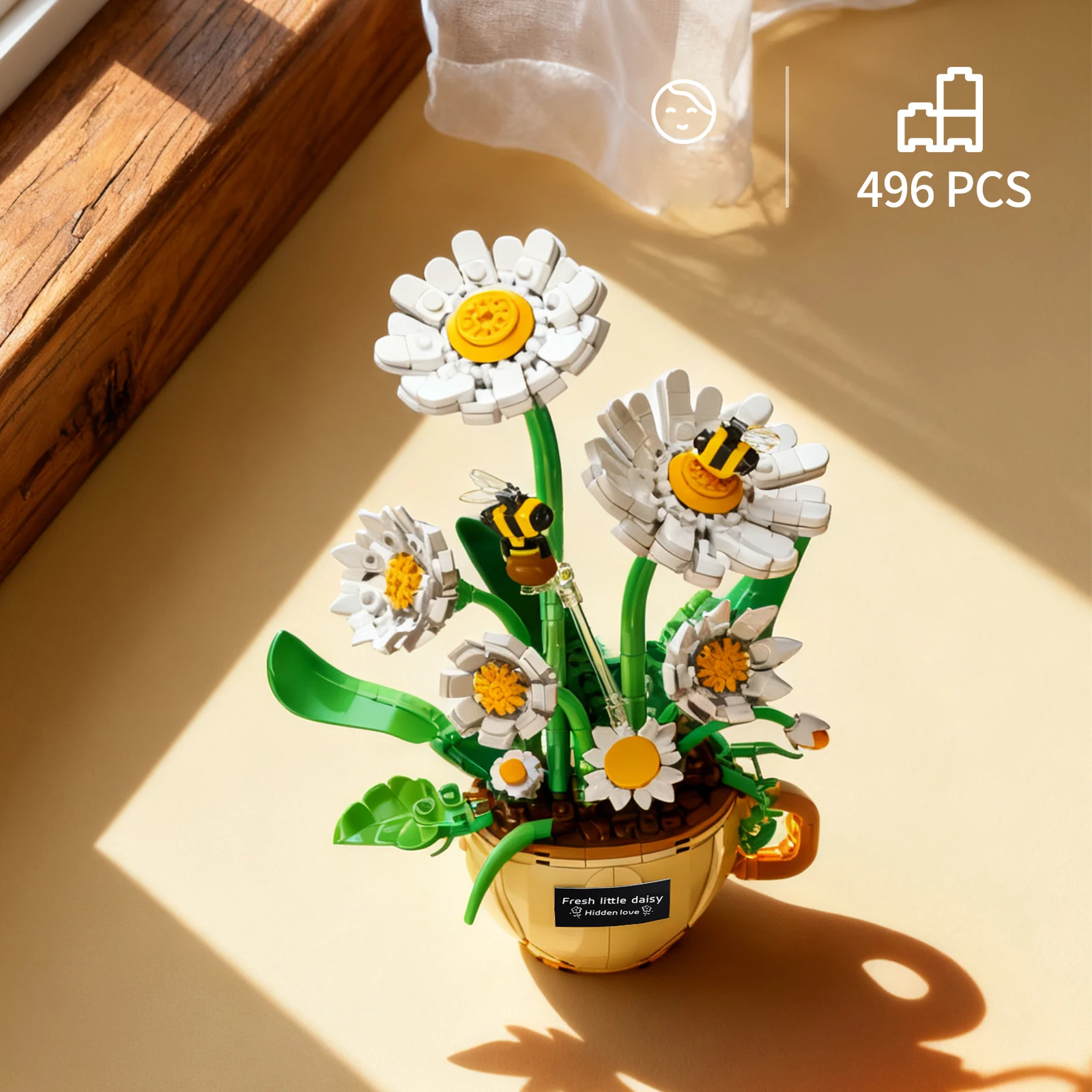 496 PCS Crisantemo in vaso Modello di assemblaggio Puzzle Giocattolo Blocchi di costruzione Decorazioni per la casa Festa della mamma Regalo di San Valentino per le ragazze