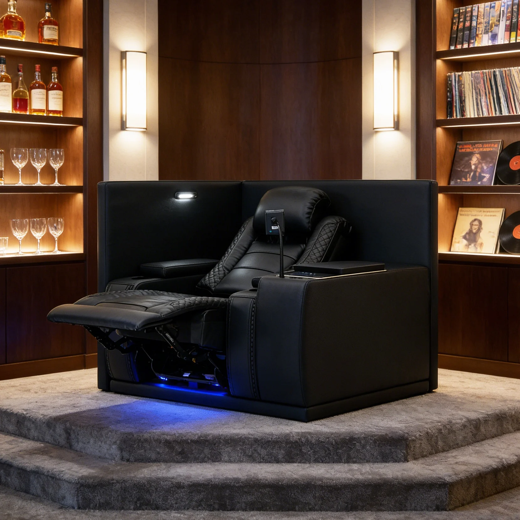#Custom-made VIP Home Theater Leather Sofa Electric Functions Zero-Clearance Wall-Mounted Design High-End Top-Grade Cowhide