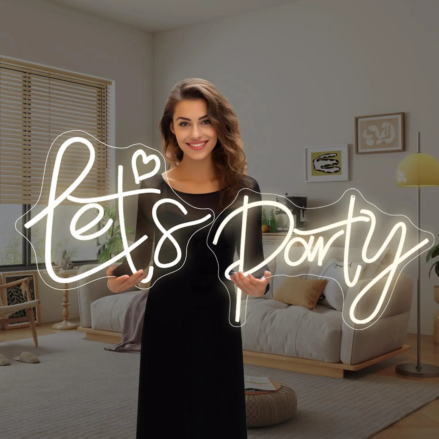

Super Large Size Let's Party Neon Sign Dimmable LED Neon Light Bachelorette Engagement Birthday Wedding Party Bedroom Decor