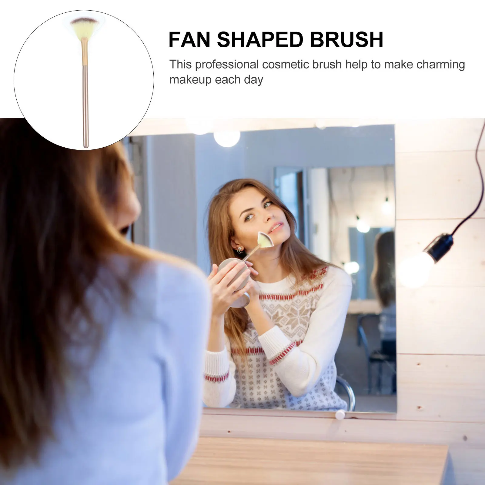 9Pcs Brush Kit Soft Fiber Fan Shaped Highlight Blush Powder Face Makeup Set Makeup Kit Fan Shaped Brush