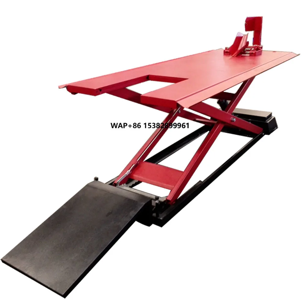 UNITE U-M09 Single Post CE Certified Motorcycle Lift Manual Lock Release Electromagnetic Lowering Drawer-Style Platform 0.7 Ton