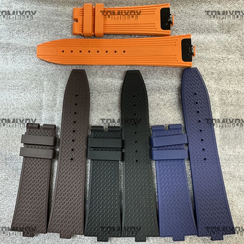 

High Quality Spring Switch End Link Black Blue Brown Orange Fluororubber Watch Strap Fit For VC over-seas Watches