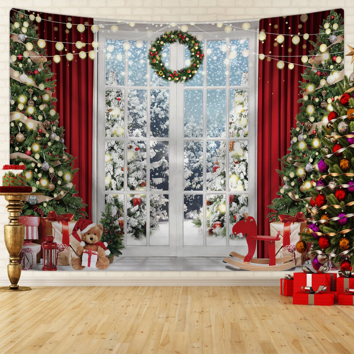 1pc クリスマスタペストリー、クリスマスツリー雪景色写真撮 - Home Decor Brand のレビューと価格
