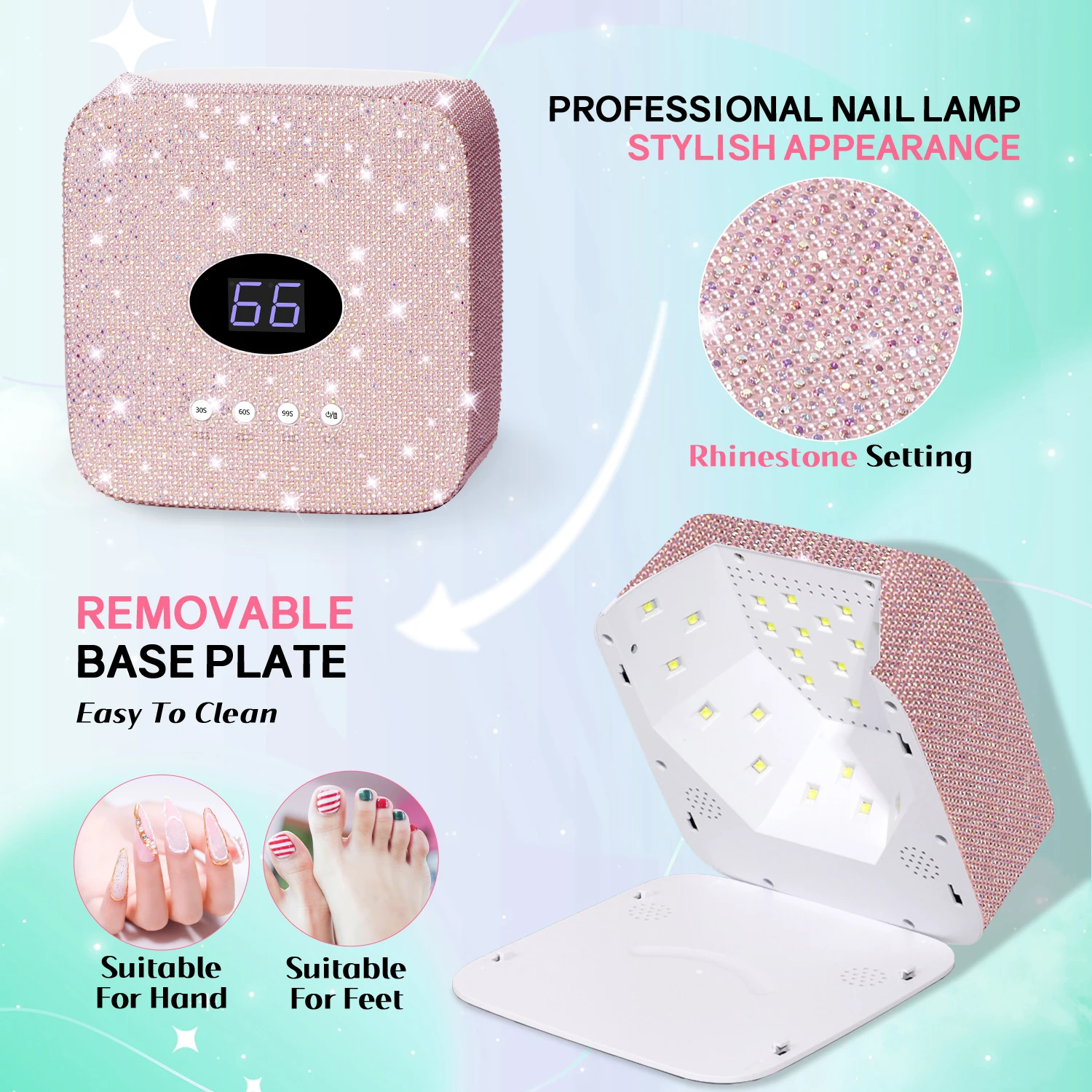 Professionelle wiederaufladbare UV-LED-Nagellampe, kabellose Nagelhärtungslampe mit automatischem Sensor für Fingernägel und Zehennägel im Heimsalon