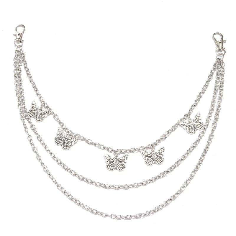 

Fashion Waist Chain with Butterfly Charm Female Waist Chain Eye Catching Pants Chain Pendant Chain 2000s Cool Pants Charm