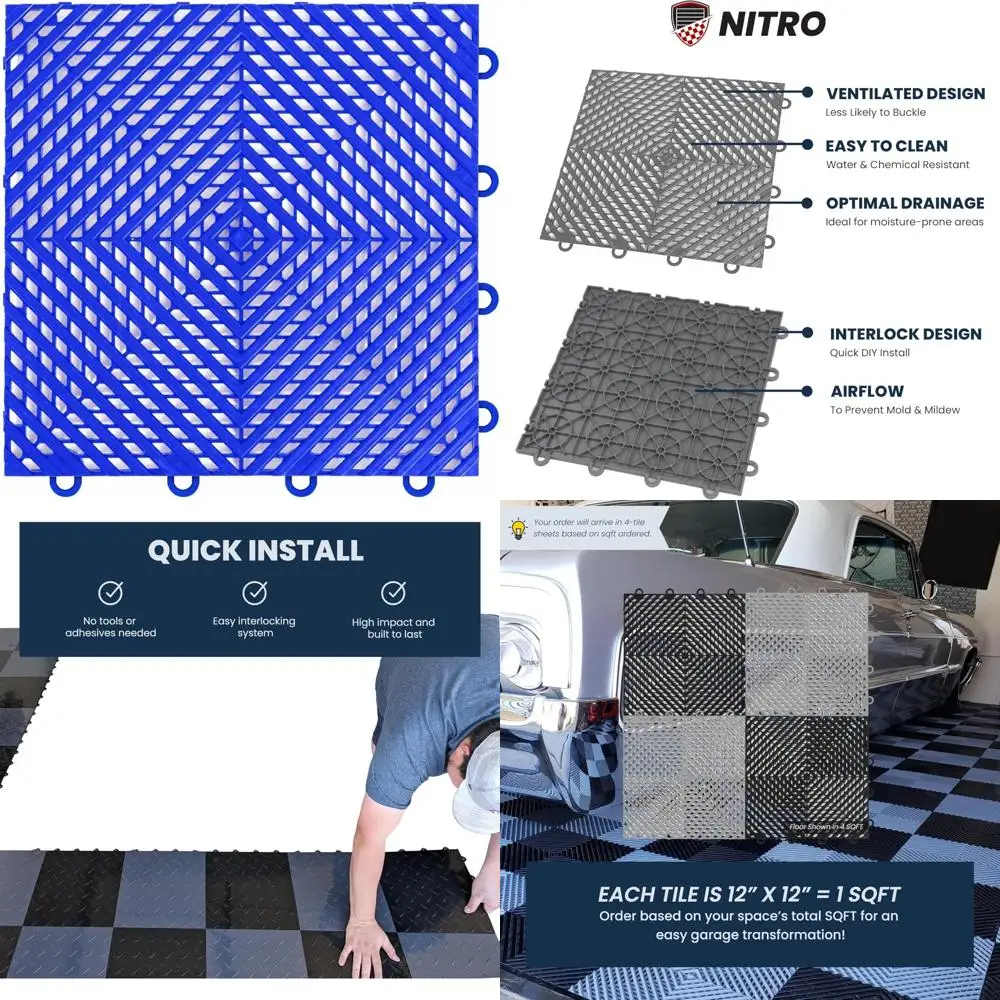 Piastrelle per garage in plastica ad incastro antiscivolo 12x12 per l'organizzazione e la sicurezza del garage