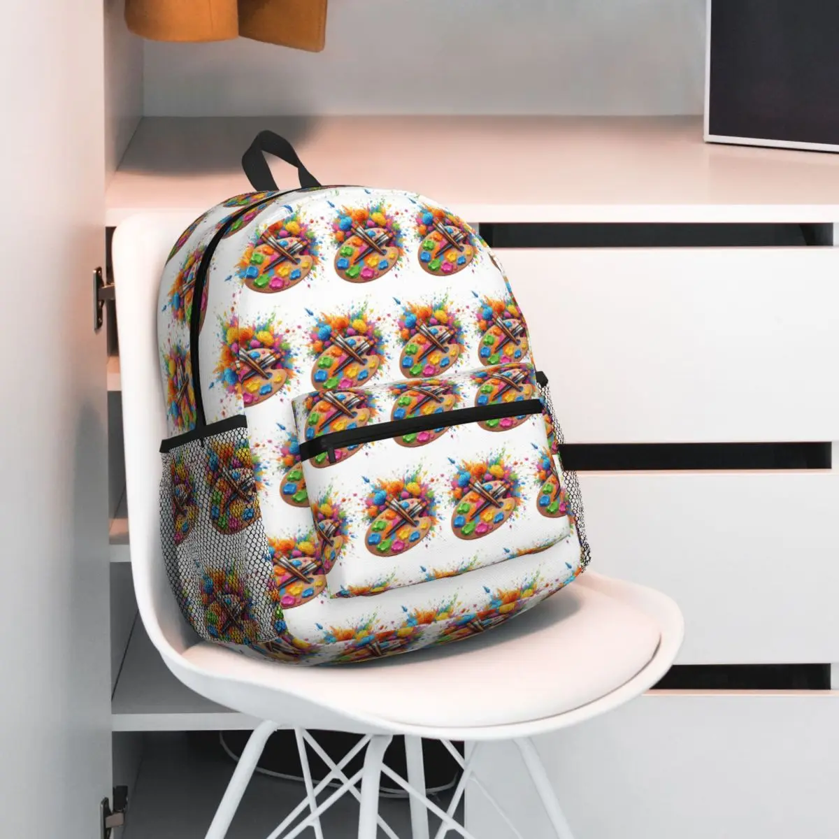 Splatter Paint Colorful Brush Strokes Design Backpack Daypack Boys Girls BookBag School Bag Shoulder Bags for Men Women