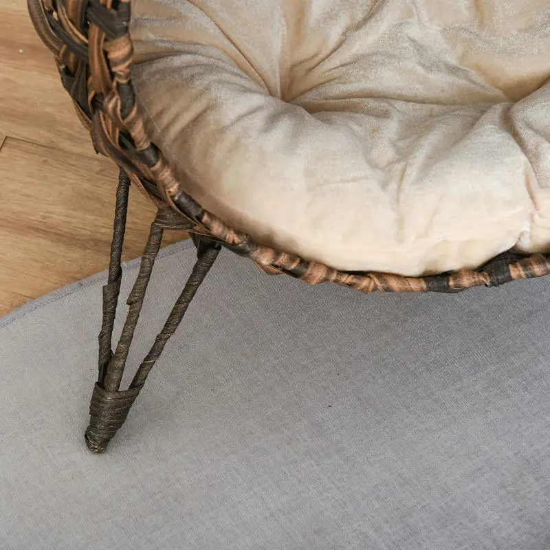 PawHut 20.5" Weaved Cat Bed, Elevated Hand-woven Braided Banana Leaf Kitten House Condo with Cushion, Brown view 8