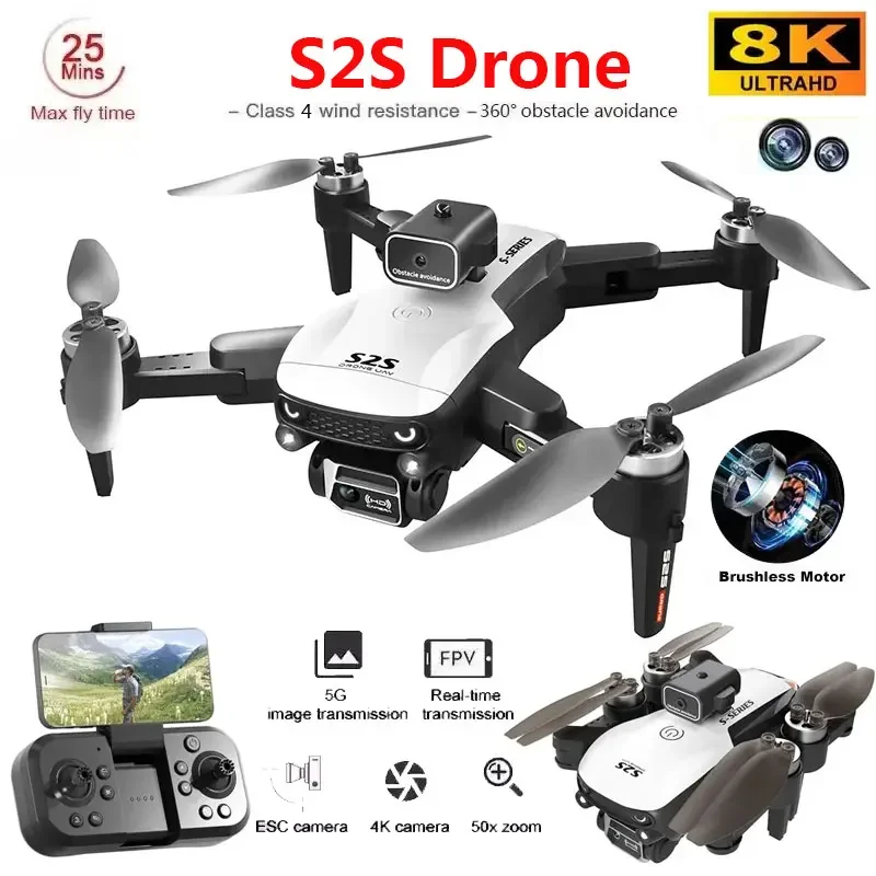 S2S Mini Drone 8K Profesional HD Camera 360 Obstacle Avoidance Aerial Photography Brushless Motor Foldable Quadcopter Kid Toy