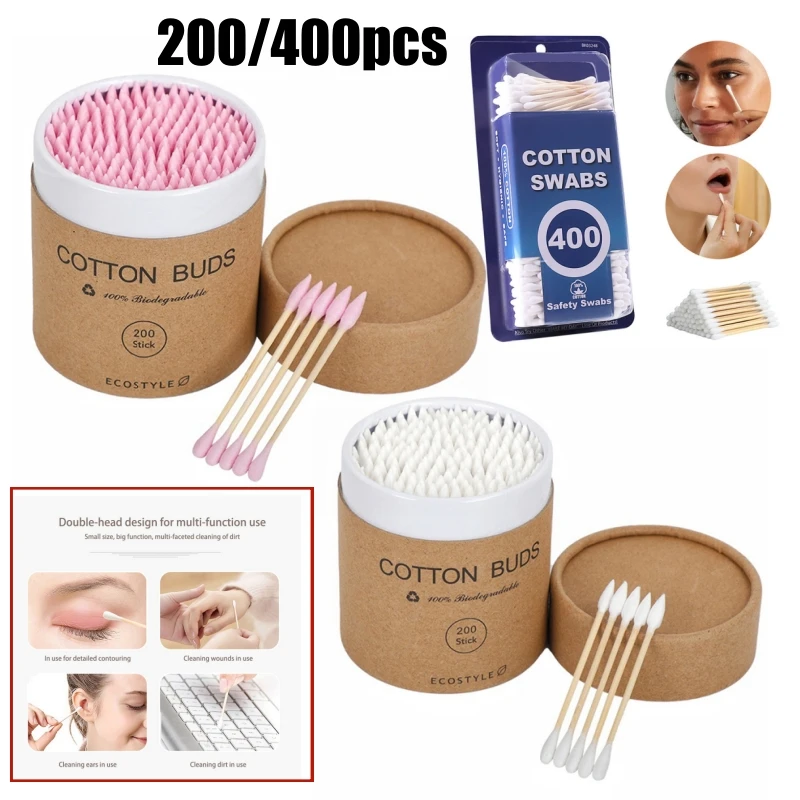 

Disposable Cotton Swab Box With Double End Round Head For Makeup And Makeup Removal Daily Cleaning Pet Care Multi-purpose