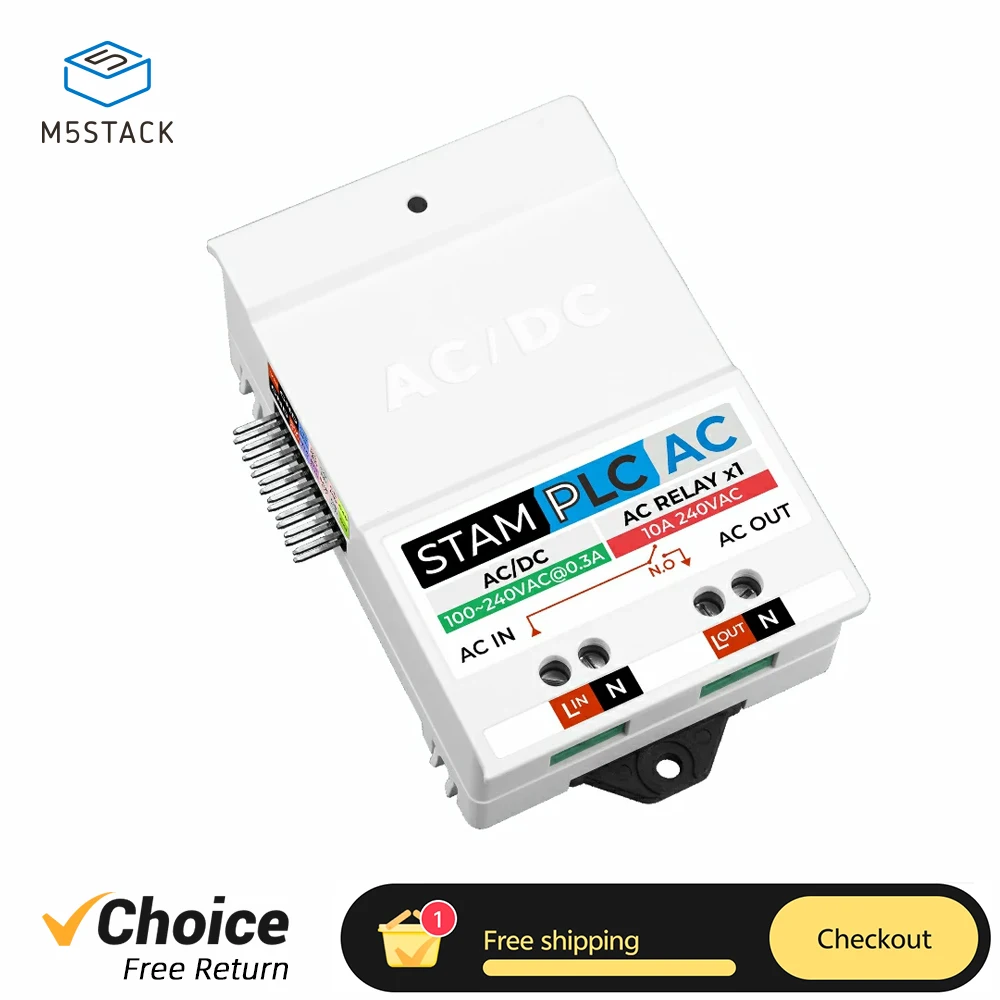 M5Stack StamPLC AC Relay Expansion Module Compatible with StamPLC Development Board for Solenoid Valve Control