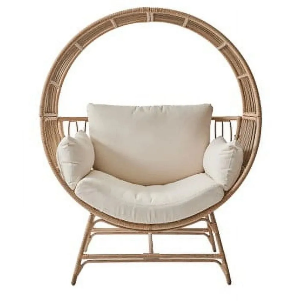 Bellamy Round Wicker Outdoor Egg Chair, Outdoor Garden Chairs, Beige