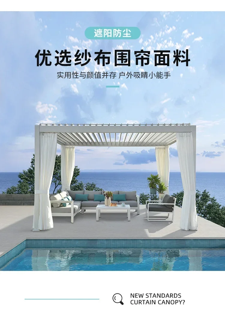 Custom White Color Size 3m*3.6m*2.5m Motorized Garden Gazebo Pergola Louver Waterproof  Shade Alu Profile Bio Climatic Pergola