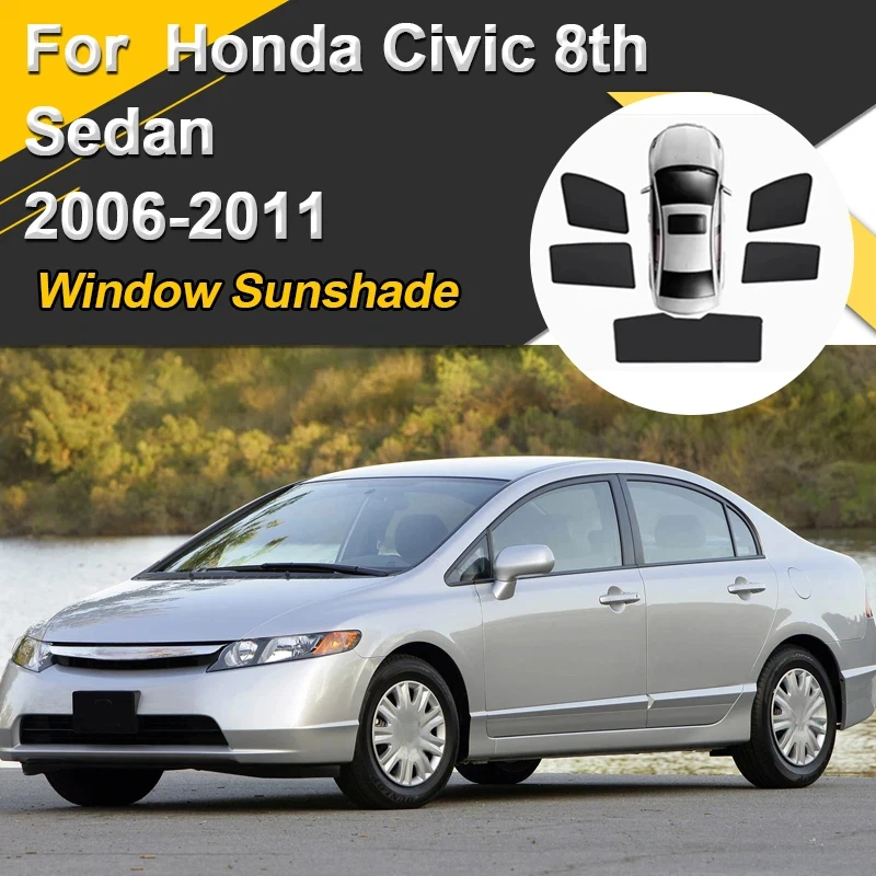 Parasoles para coche Honda Civic 8th MK8 Sedan 2006 2007 2008-2011, parasoles magnéticos con aislamiento térmico, accesorios para visera de ventana