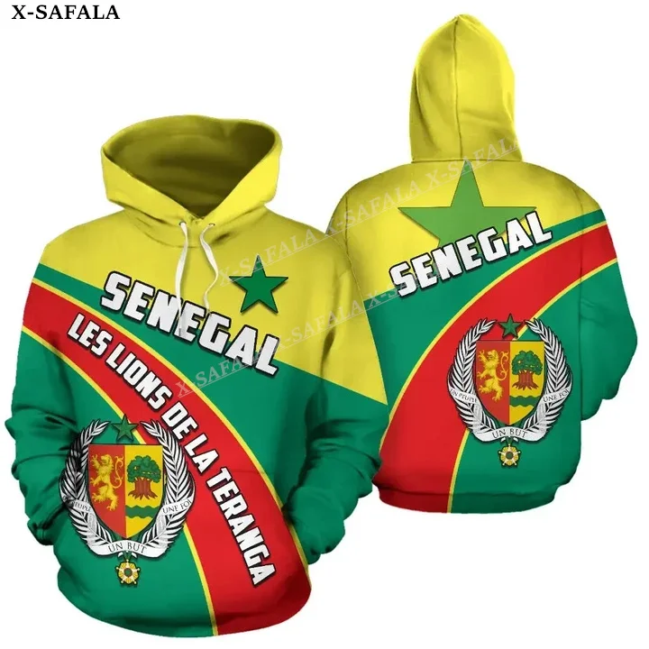 Miłość Senegal z herb Country 3D Print bluza z kapturem na zamek mężczyzna kobieta sweter bluza z kapturem Jersey dresy Casual-9