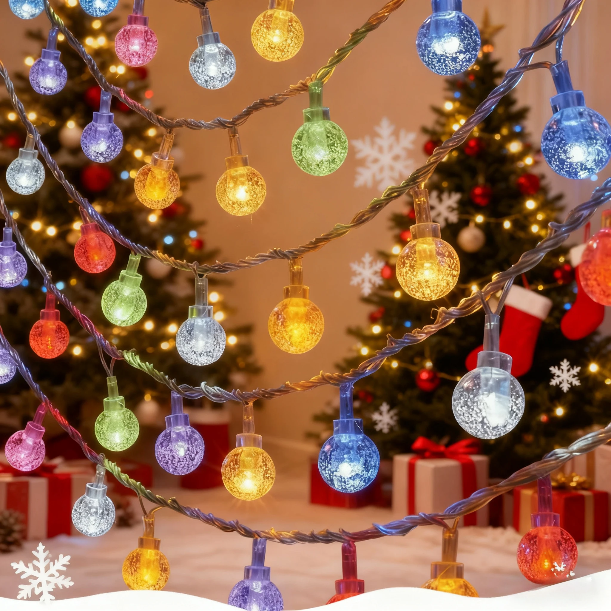 بطارية كريستال الكرة/مشبك الصورة/الأسلاك النحاسية/ورقة خضراء LED سلسلة ضوء مقاوم للماء لحديقة حفل زفاف عيد الميلاد الديكور