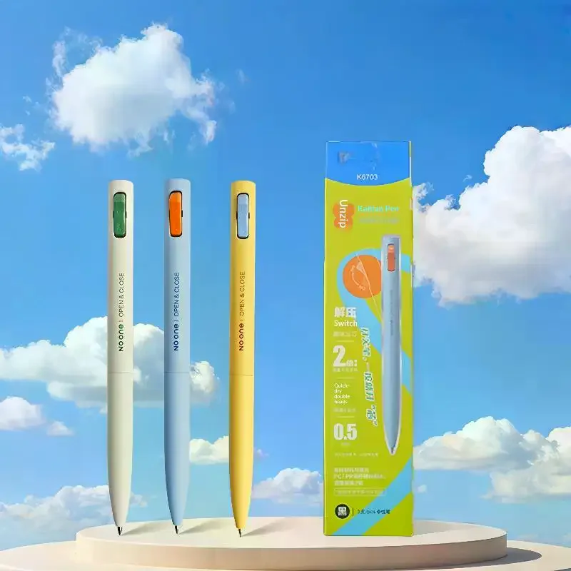 

1Pcs Creative Open/Close 0.5mm Dual Ball Tip Quick-Dry Black Ink Pens Fidget Click Gel Pen Fun Stationery