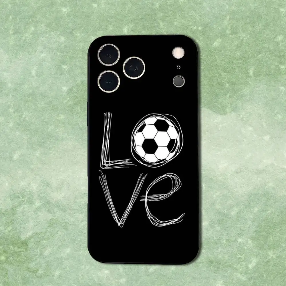 Casing Ponsel Olahraga Sepak Bola Seni Untuk iPhone 14,13,17,12,11,16,15,Plus,Pro Max,XS,X,XR,SE,Mini, Penutup Silikon Lembut Hitam