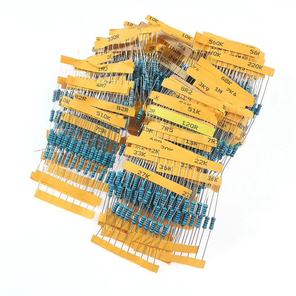 0.5W Resistor set 1/2W Metal Film Resistor Assorted Kit 0.1 ohm~10M ohm 1% Color Ring Resistance 110 Kinds*10pcs=1100PCS