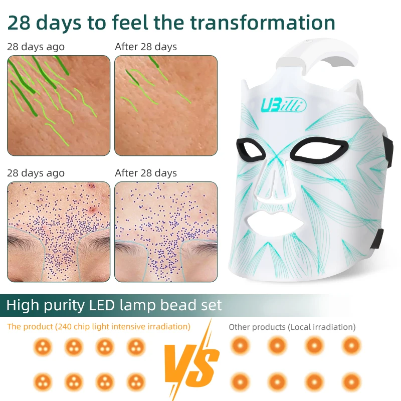 Terapia della luce rossa per il viso 3 modalità maschera per il viso a Led terapia della luce vicino all\'infrarosso 850 maschera per terapia della