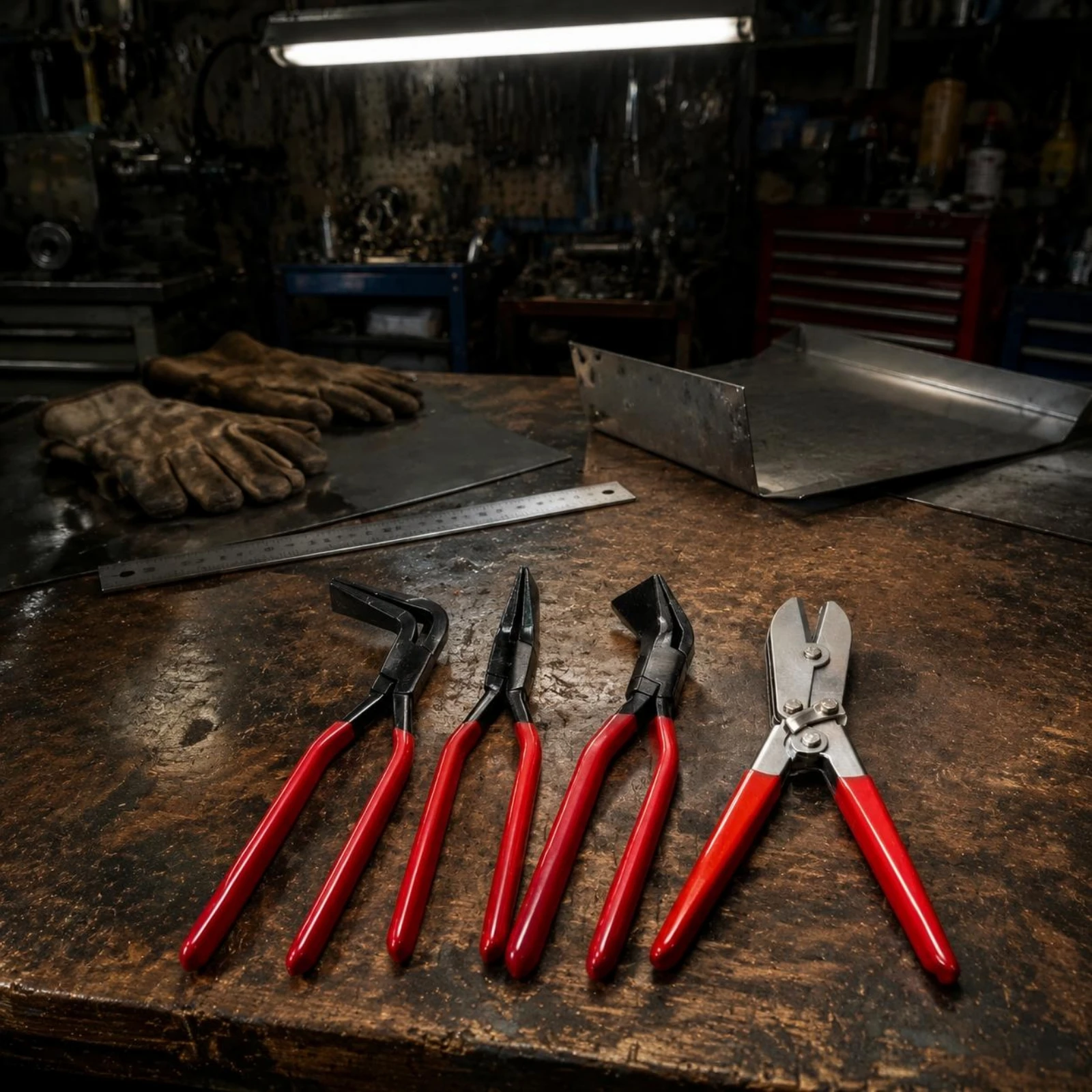 

4 Pieces Sheet Metal Pliers Polished Grip Metal Bending Pliers Hand Tool Heavy Duty Manual Hardware All Steel Construction